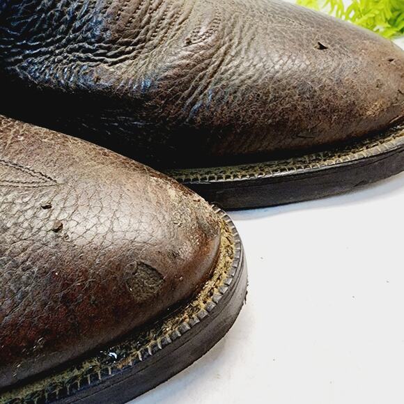 Tony Lama Boots 10B Cowboy Brown Leather Handcrafted Oil Resistant Mens - Picture 14 of 16